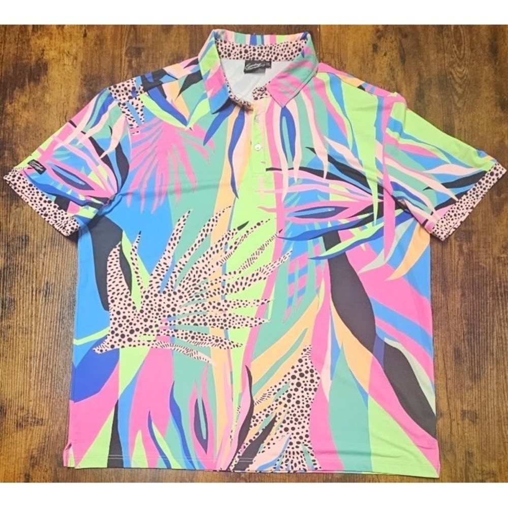 Sunday Swagger Shirt Adult Colorful Polo Short Sleeve Golf Logo Men's Size 2XL
